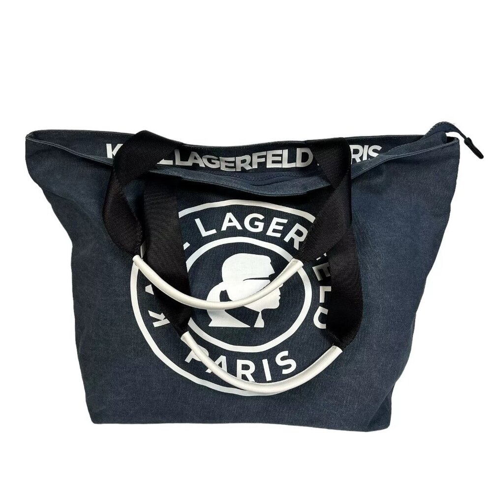 Karl Lagerfeld Paris Kristen Canvas Tote Bag Signature Blue - Picture 4 of 16
